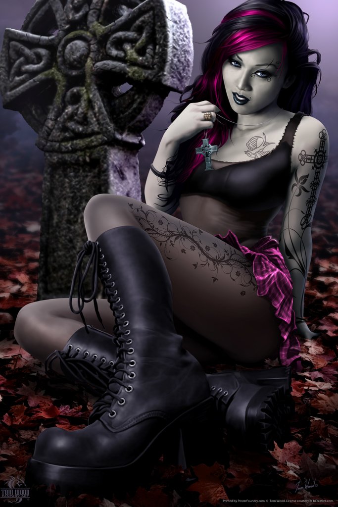 Amazon.com: Goth Girl Tom Wood Fantasy Art Cool Wall Art Print